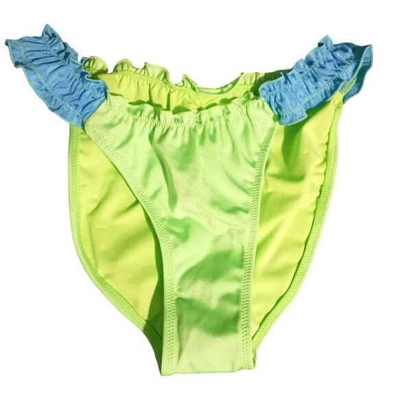 NEW Peixoto Ruffed Hipster Cheeky Bikini Swim Bottoms in Lime Green/Blue‎ Size L - Picture 5 of 14